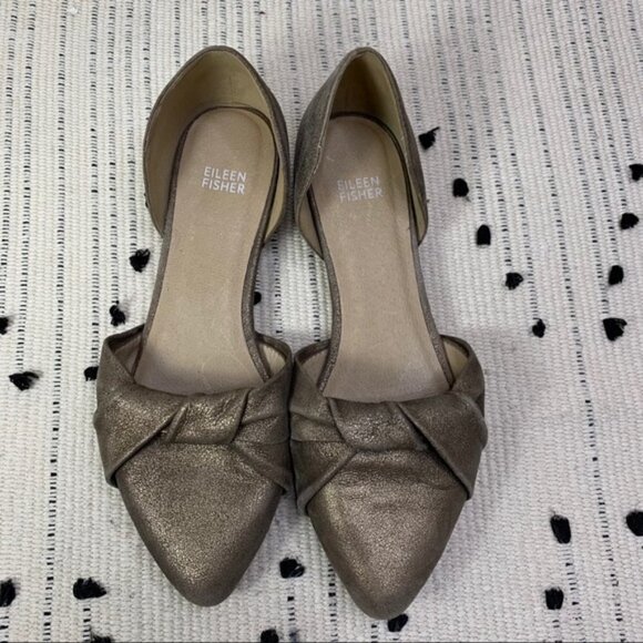 Eileen Fisher Fuller Suede D'orsay Twisted Flat - Picture 2 of 8